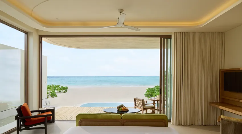 - Wake up to panoramic views of the sunrise over the Indian Ocean from your own private villa - 88 sqm sanctuary combining elegance with comfort - Private pool - Flat screen TV - Well appointed bathroom with both shower and bathtub - Airy and inviting - Ideal for couples, groups, and families - King and double bed arrangements - Sleeps up to 3 adults or 2 adults and 1 child.