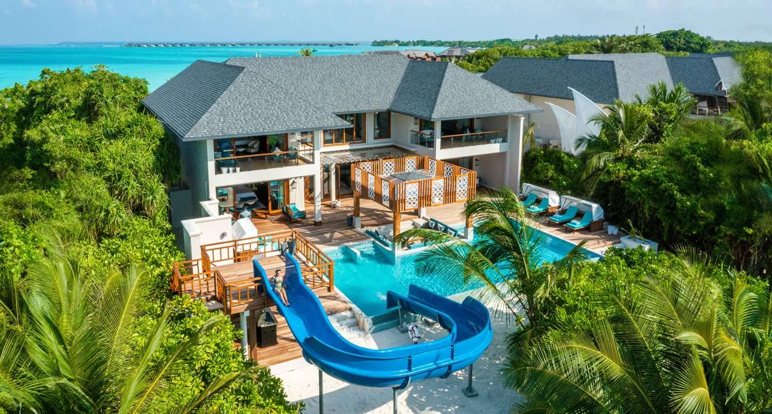 - 1100 Sqm - 8 Adults + 2 Children or 9 Adults - Discover the epitome of luxury at the Sultan Beach Residence - Hideaway’s finest villa - Expansive pool with a slide - Four private bedrooms nestled in lush tropical greenery - Spacious gazebo for memorable evenings - Steam room - Gym - An array of amenities - Unparalleled haven for relaxation and play