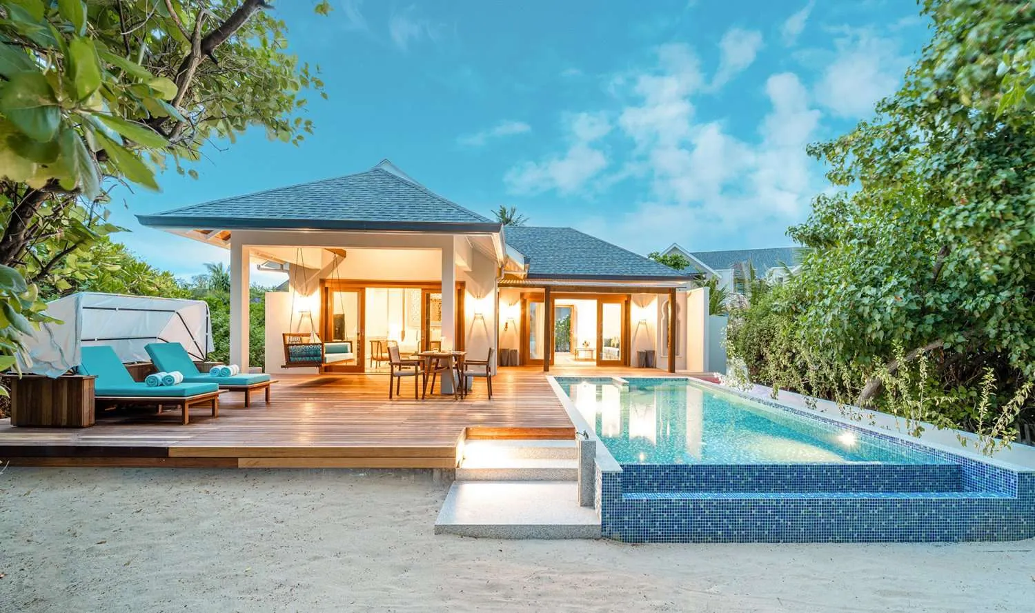 - 350 Sqm - Discover elegance in our one bedroom Signature Beach Residence - Intimate beachfront sanctuary - Spacious living room - Private deck and pool - Ideal for honeymoon or romantic getaway - Unparalleled Maldives seclusion - Designed for utmost privacy and cherished moments