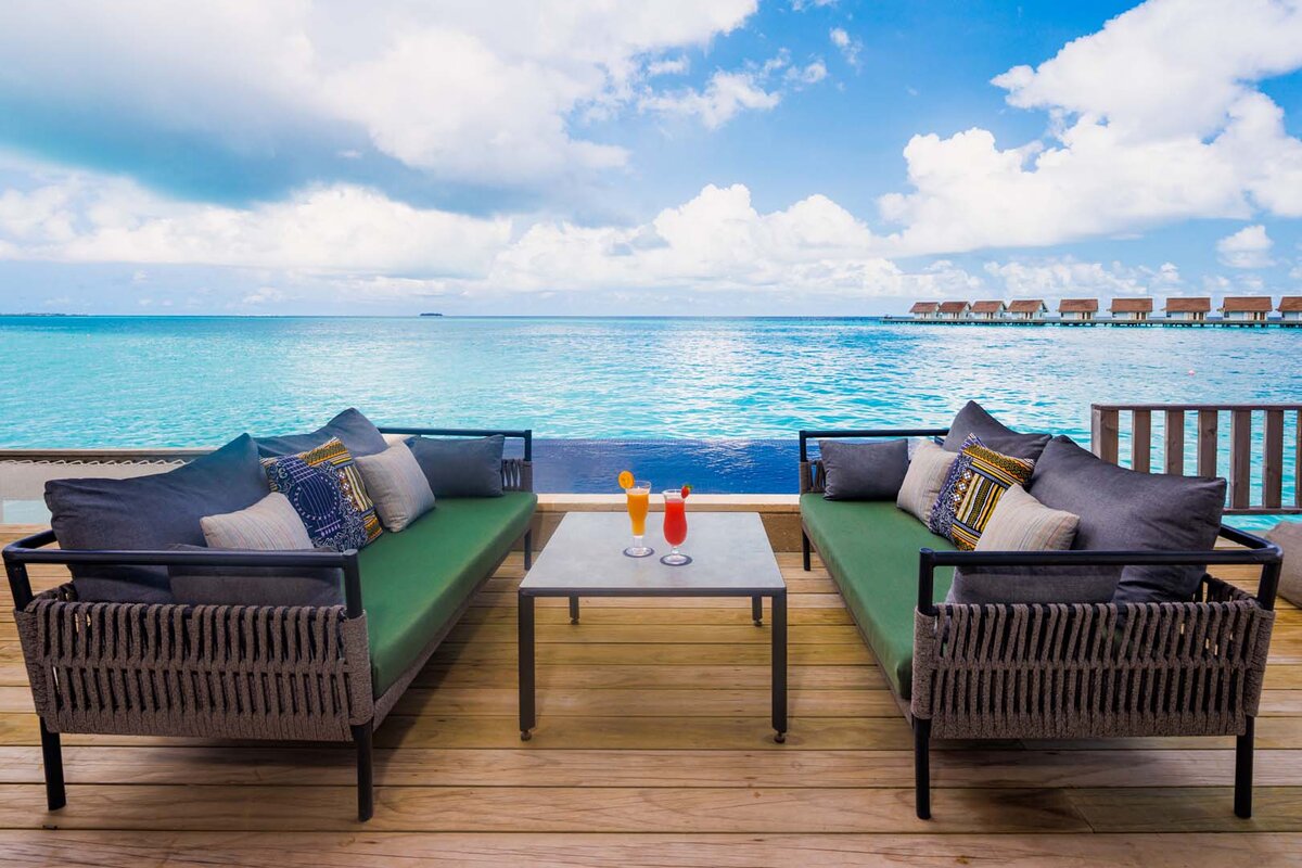 - A living room - A private infinity pool - Dedicated butler service - Your divine vacation is now in session - Settle into this palatial hotel villa with an oceanfront terrace and an infinity pool - The pantry in our Maldives 2 Bedroom Overwater Pool Villa comes with special welcome amenities