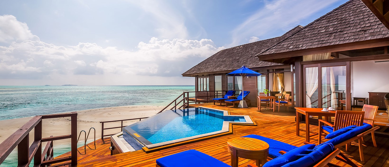 - Located at the tip of the jetty for extra privacy, our overwater Presidential Suite is incredibly spacious 270 square metres of bliss Two bedrooms, each with their own bathroom that gives the impression of being at sea, open onto a shared living area as well as an expansive sundeck.