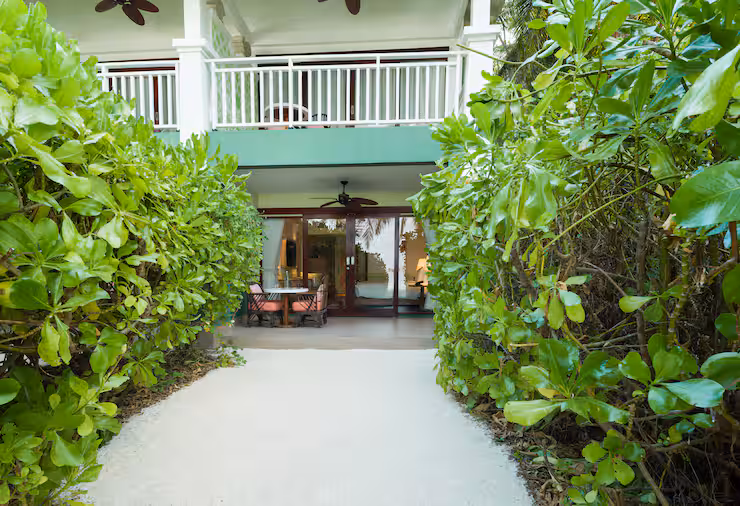 - 44 sq. m. / 473 sq. ft. - Direct beach access - Private terrace - WiFi - 48 inch LCD TV - Customized aroma bath amenity - One king bed with custom furnishings - Handcrafted puzzles - Double vanity sink - Mini bar - Air conditioning - Sleeps up to 2 adults or 2 adults and 1 child (on a sofa bed)