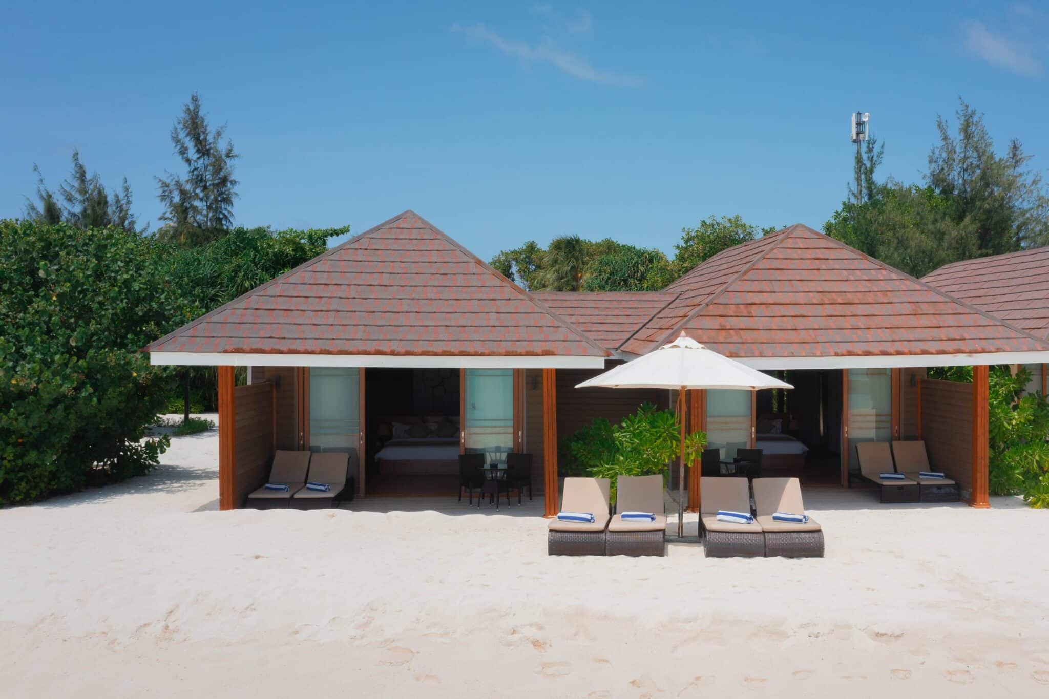 - Occupancy: 6 persons - Villa size: 160.7 m² - Connected to an internal door - Bathroom amenities - Cable/Satellite Television - Sunbed - Safe - Seating Area with chair - Stocked Minibar - Coffee/Tea maker - Television - Terrace - Wireless Internet Connection