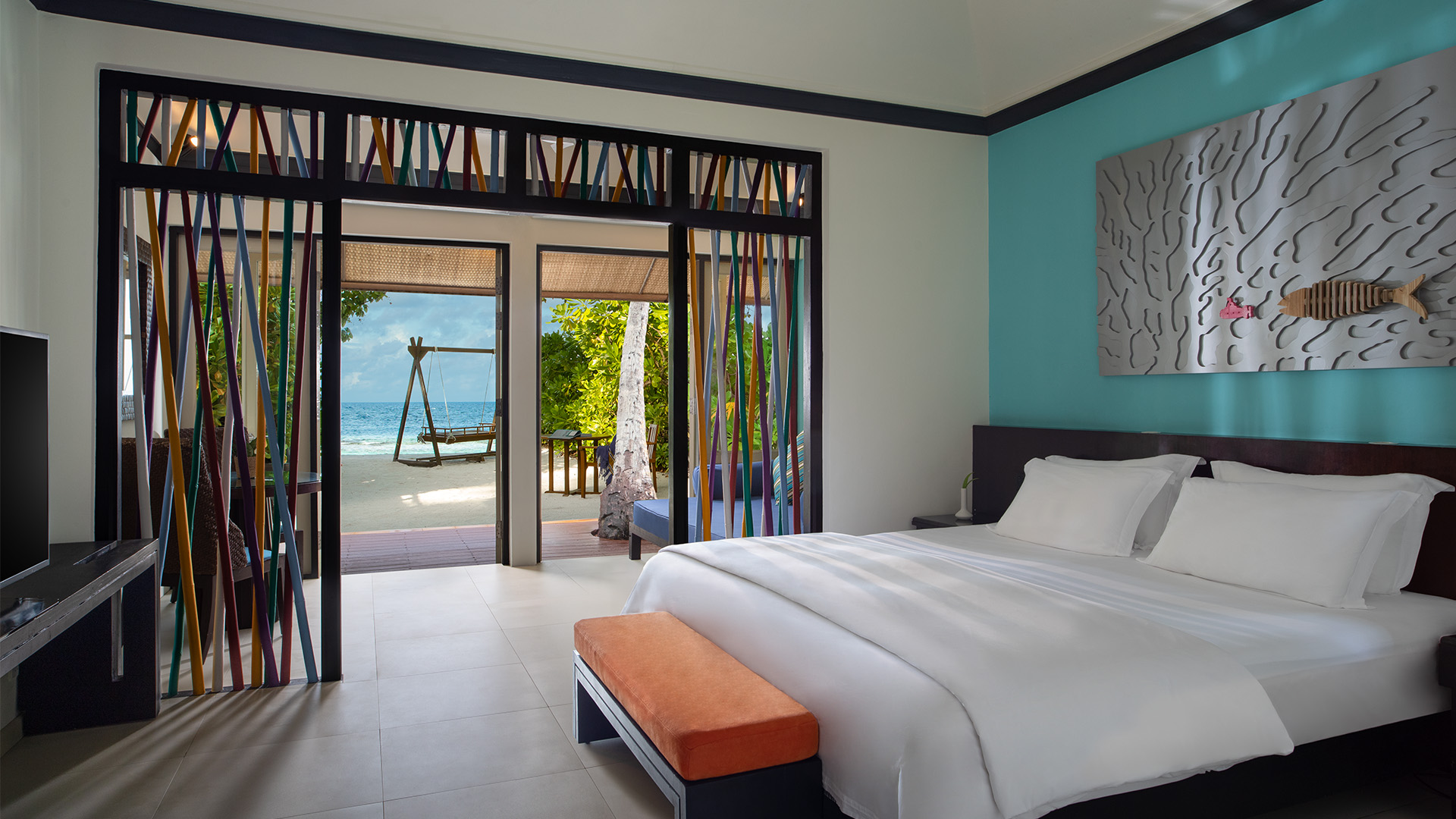 - 57 sqm / 613 sqft - King beds - View Rooms Oceanfront - 24 hours check in and check out - Coffee and Tea Making Facilities - Complimentary WiFi - In Room Safe - Minibar - Outdoor Shower - Smart TV