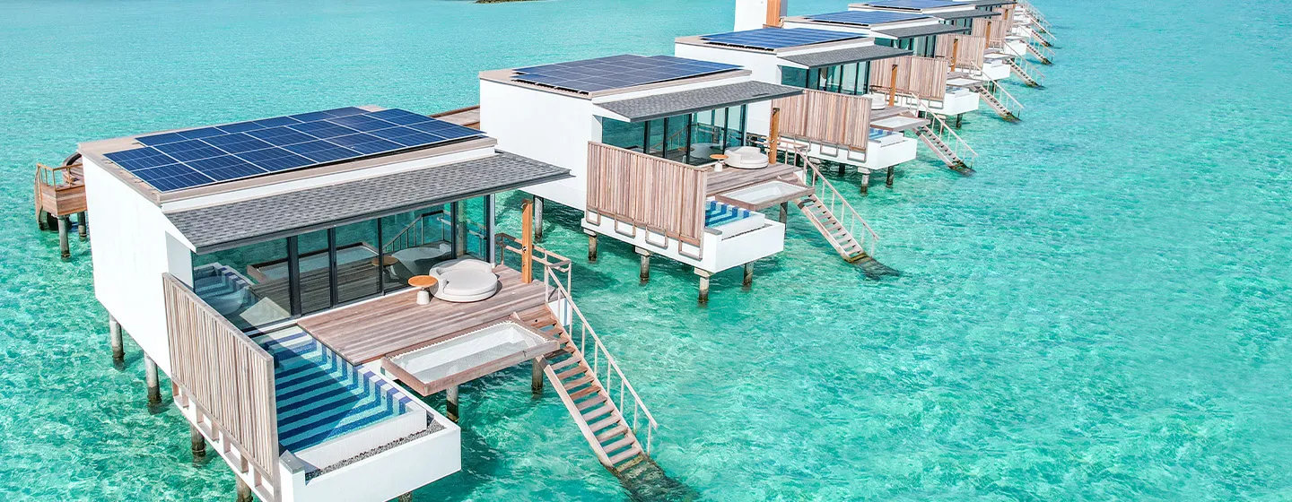 - Suspended above the turquoise waters of our lagoon, with spectacular views of the lagoon and glimpses of the city, you are just a short swim from the reef, perfect for snorkeling. Take a refreshing dip in the ocean, then relax in your elegant water villa with a private pool - Avg Room Size 120 sqm / 1291 sqft - Mattress Size King or Twin - Room Capacity 3 guests - View City/Lagoon