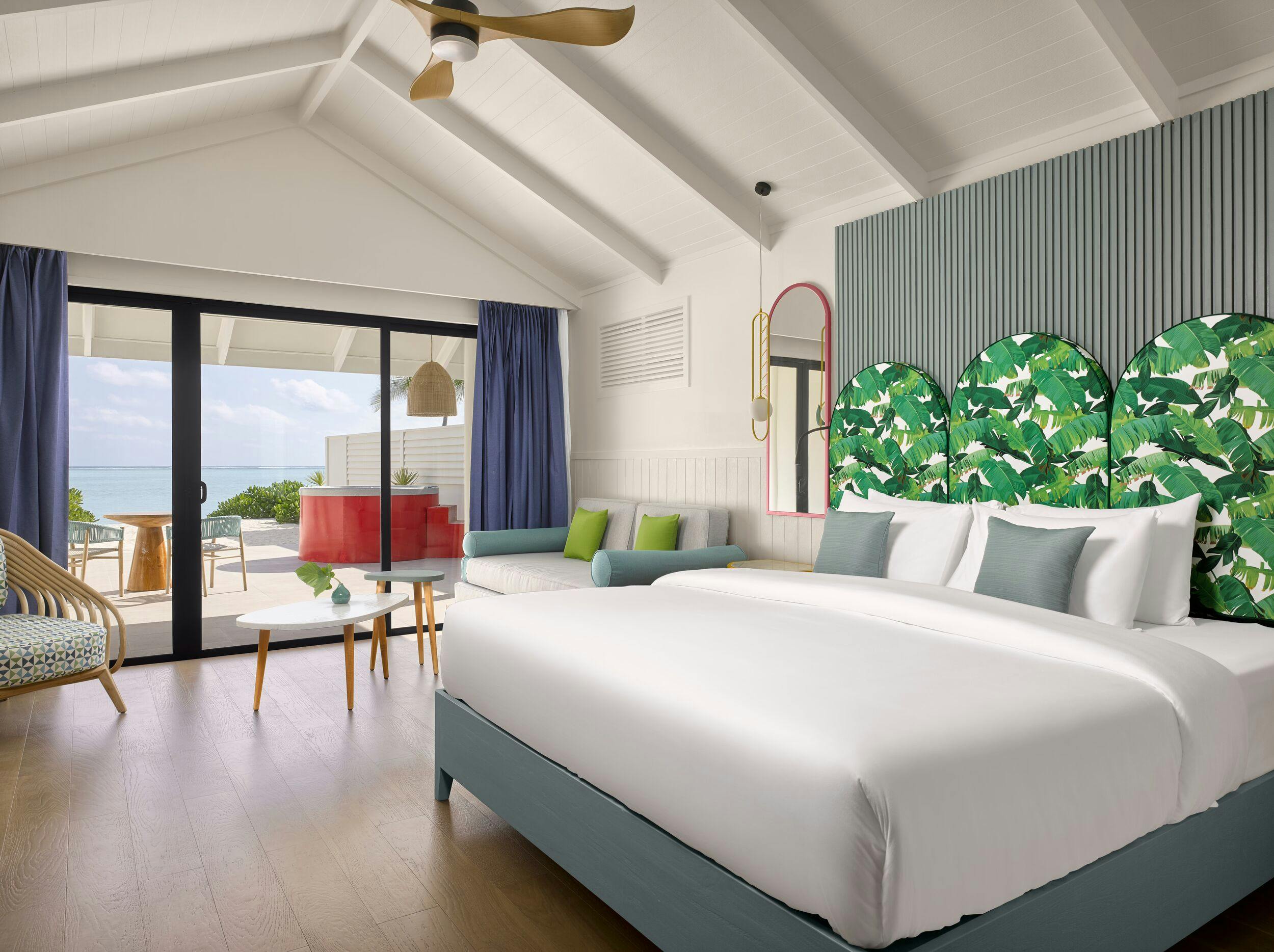 - With a private whirlpool and direct access to the ocean - These beachfront villas are tailor made for romantic breaks in the Maldives - 121 square metres - 2 adults, 1 child - Beach access